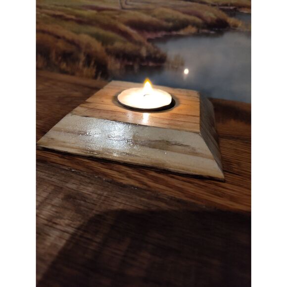 Handcrafted Reclaimed Wood Rustic Candle Holders Set 4 Dark Stain or Plain - Picture 4 of 6
